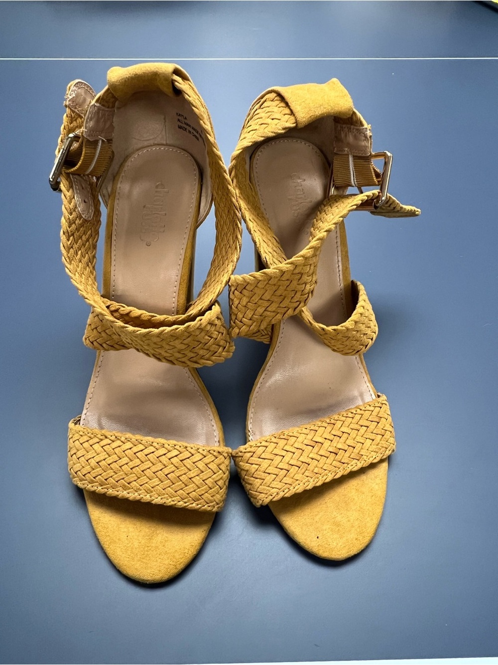 Charlotte Russe Mustard Yellow Braided Strap Heeled Sandals